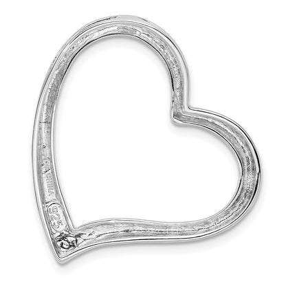 Sterling Silver Rhodium-plated Polished Open Heart Slide