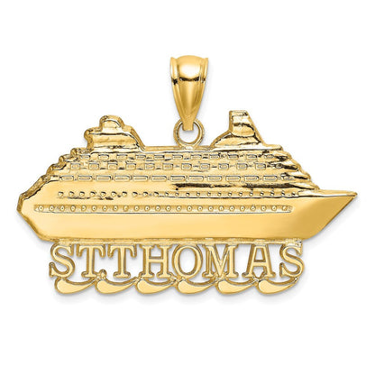 14k Yellow Gold ST. THOMAS Cruise Ship Charm Pendant for Women