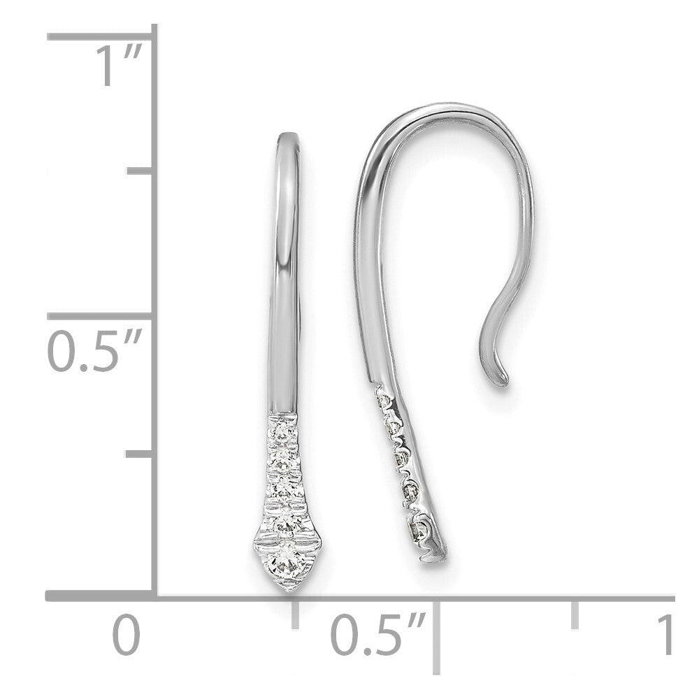 14k White Gold Polished Diamond Drop Wire Stud Earrings Gift for Women