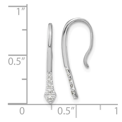 14k White Gold Polished Diamond Drop Wire Stud Earrings Gift for Women