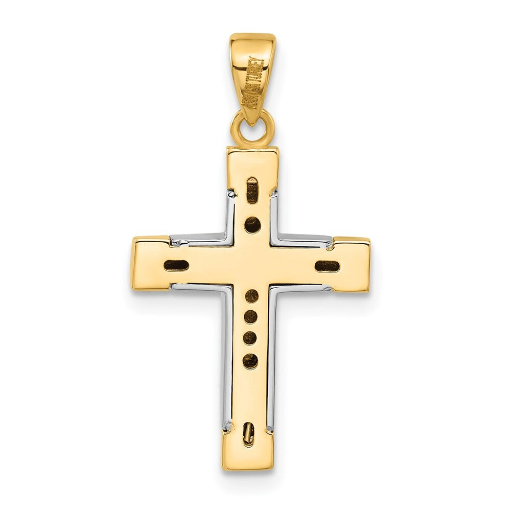 14k Two-tone Gold Polished Cross Pendant for Women