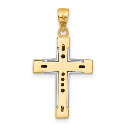 14k Two-tone Gold Polished Cross Pendant for Women