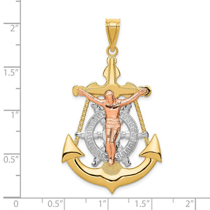 14k Tri-Color Gold Mariner Crucifix Pendant