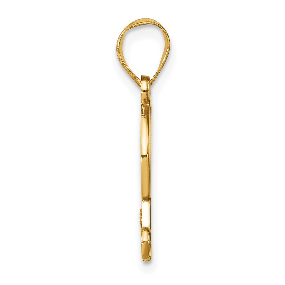14k Yellow Gold Script Letter L Initial Pendant with Diamond for Women