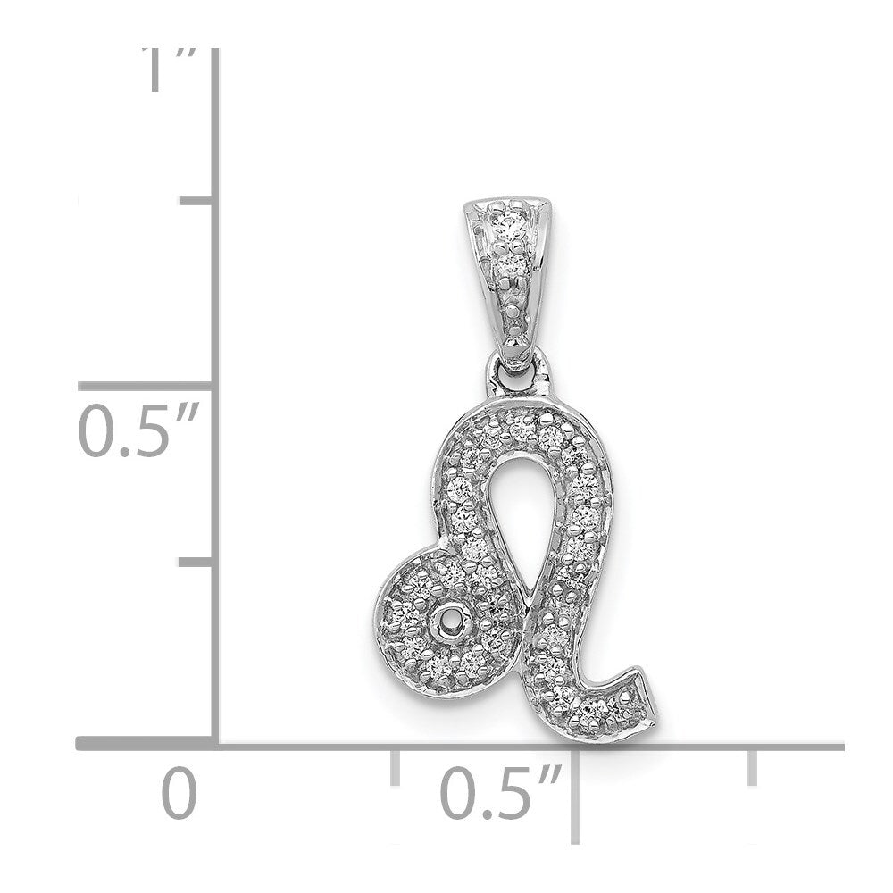 14k White Gold Diamond Leo Zodiac Pendant for Women