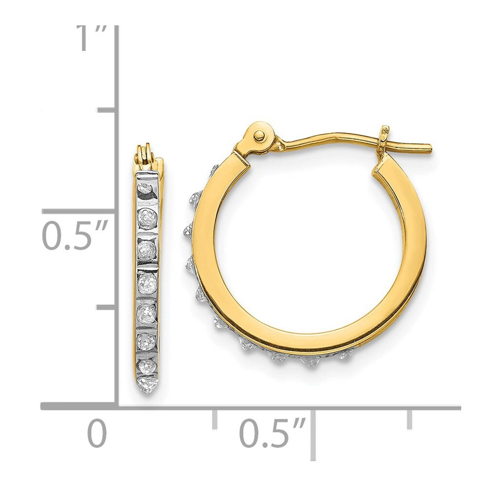 14k Yellow Gold Diamond Fascination Small Hinged Hoop Earrings Gift for Women