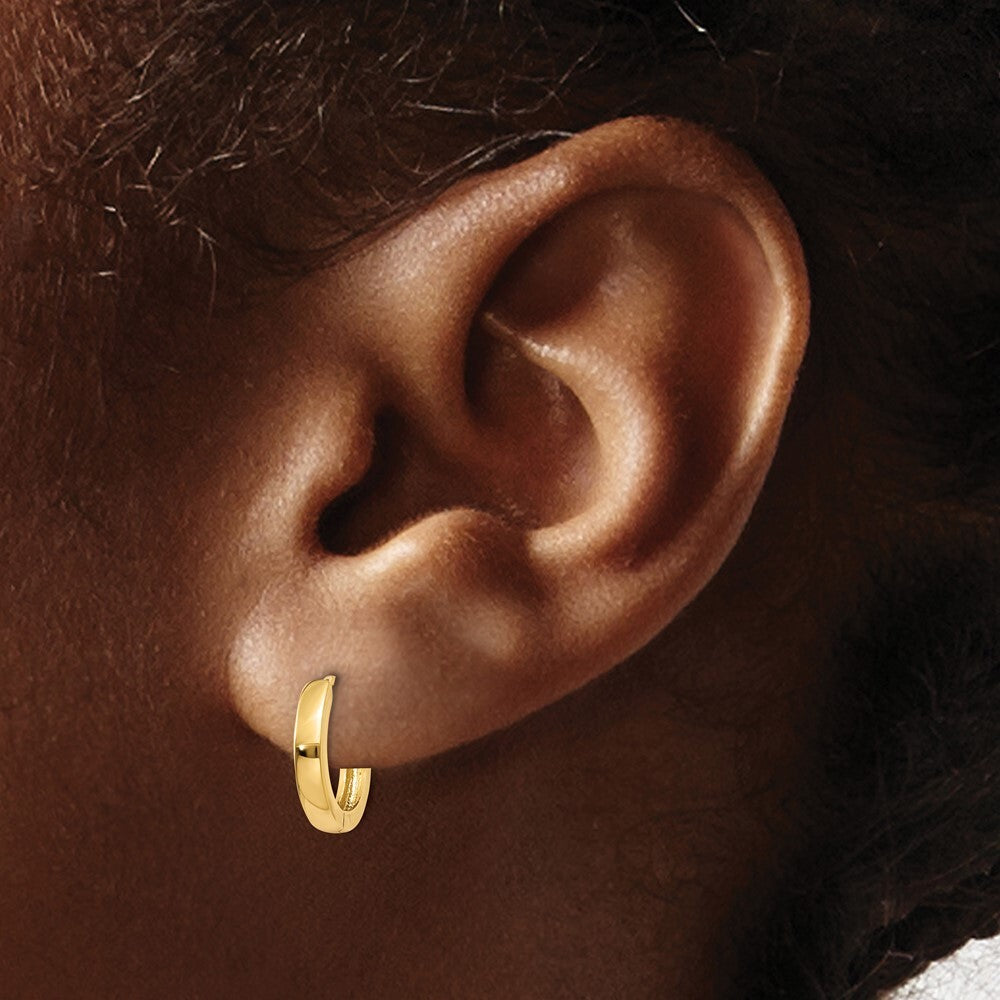 14k Yellow Gold 2.25mm Round Hinged Hoop Earrings Gift for Women