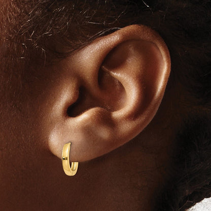 14k Yellow Gold 2.25mm Round Hinged Hoop Earrings Gift for Women