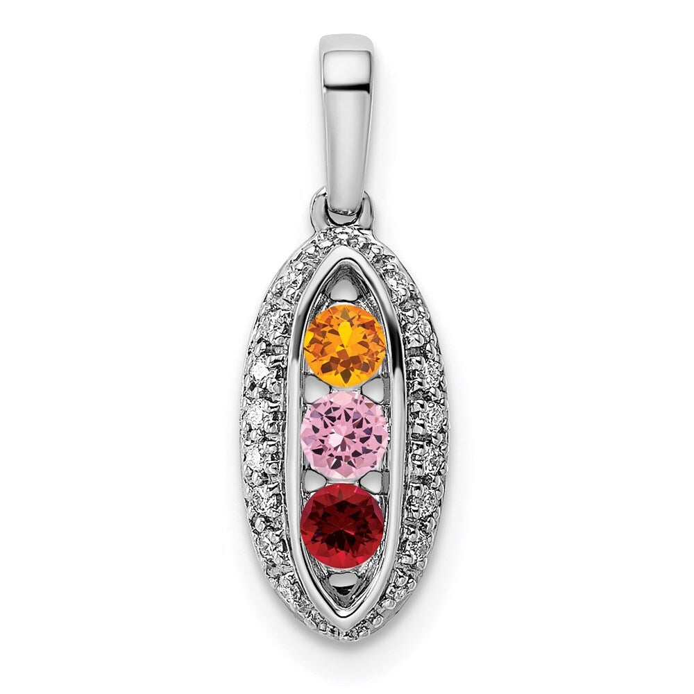 14k White Gold Family Jewelry Diamond Semi-Set Pendant for Women