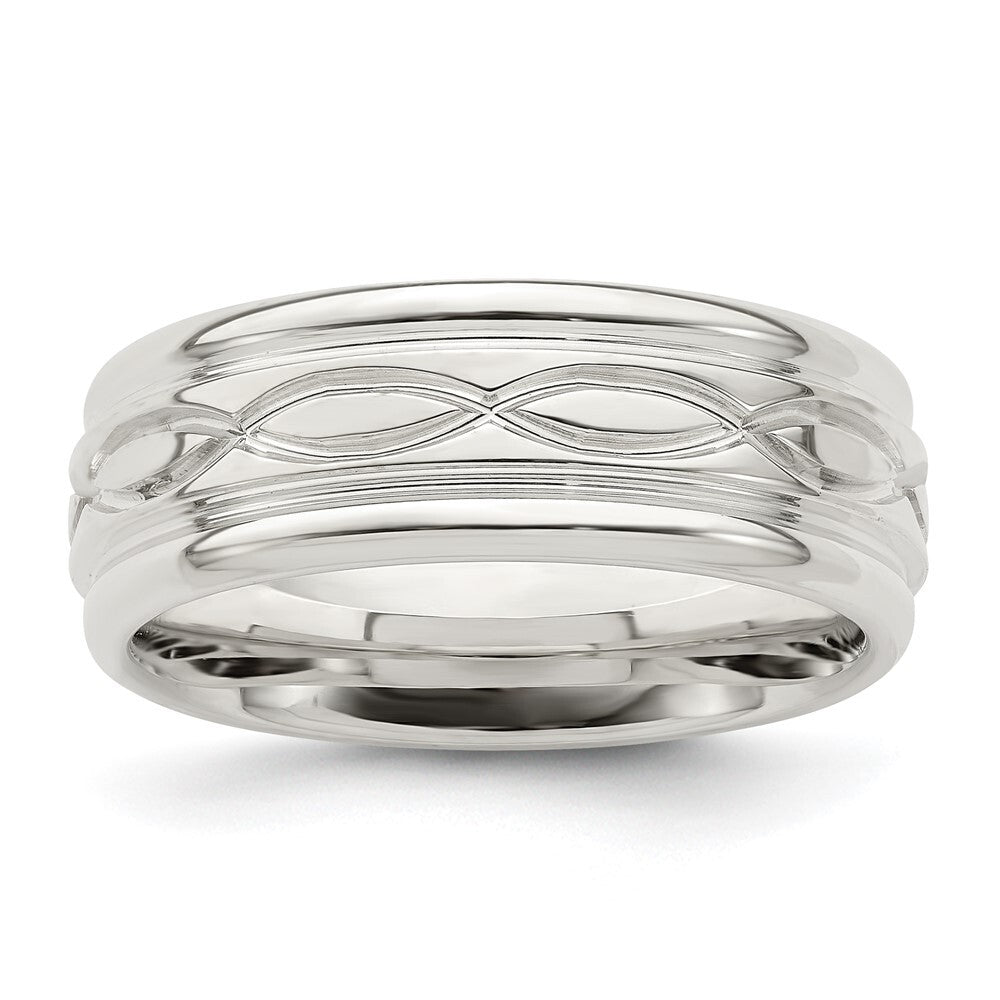 Sterling Silver 7mm Polished Flat Intertwined Beveled Edge Band Ring Size 10