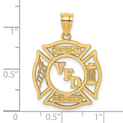 14k Yellow Gold VFD DWIGHT MEMBER In Shield Charm Pendant for Women