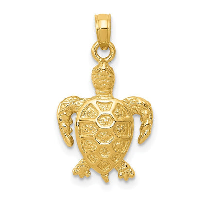 14k Yellow Gold Sea Turtle Pendant for Women