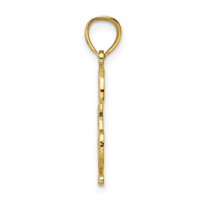 14k Yellow Gold Cut-Out Engraved Cat Charm Pendant for Women