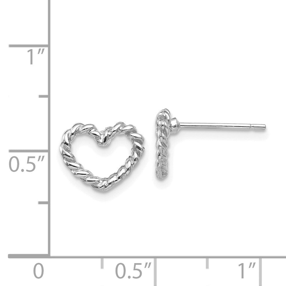 14k White Gold Heart Stud Earrings