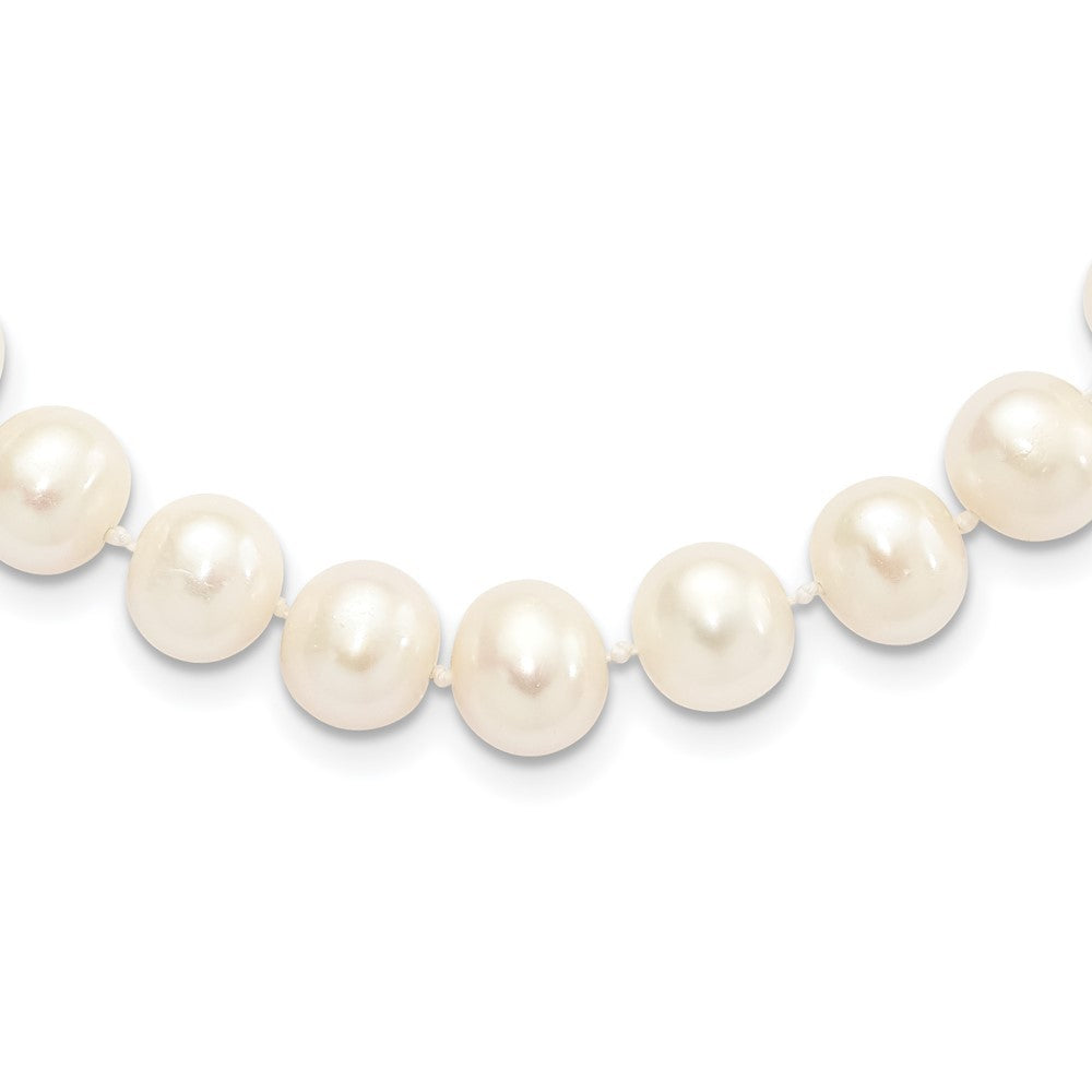 Sterling Silver Rhodium-plated 9-10mm White Cultured Pearl Necklace 18"