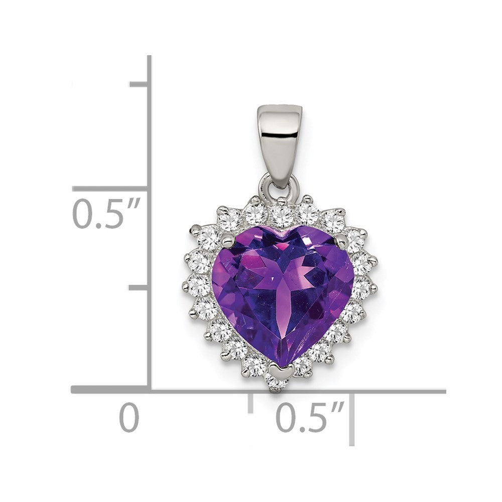 Sterling Silver Rhodium-plated Amethyst and Cubic Zirconia Pendant