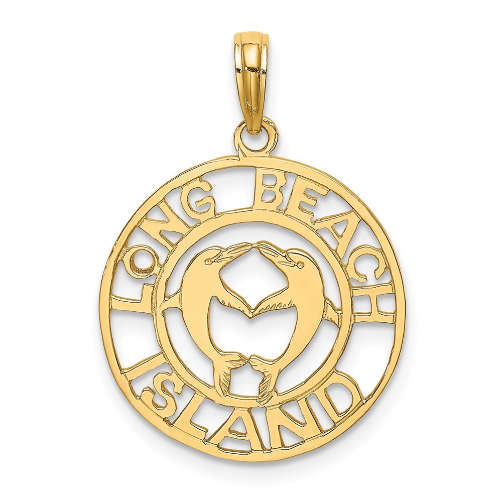 14k Yellow Gold LONG BEACH ISLAND Dolphins Charm