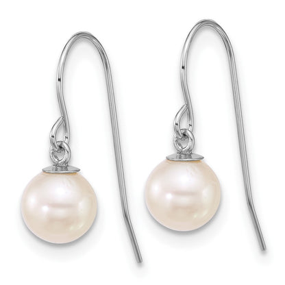 14k Gold Polished 6-7mm Freshwater Culture Pearl Dangle Shepherd Hook Earrings