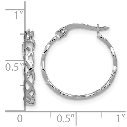 14k White Gold Polished Intertwined Filigree Hoop Earrings Gift for Women