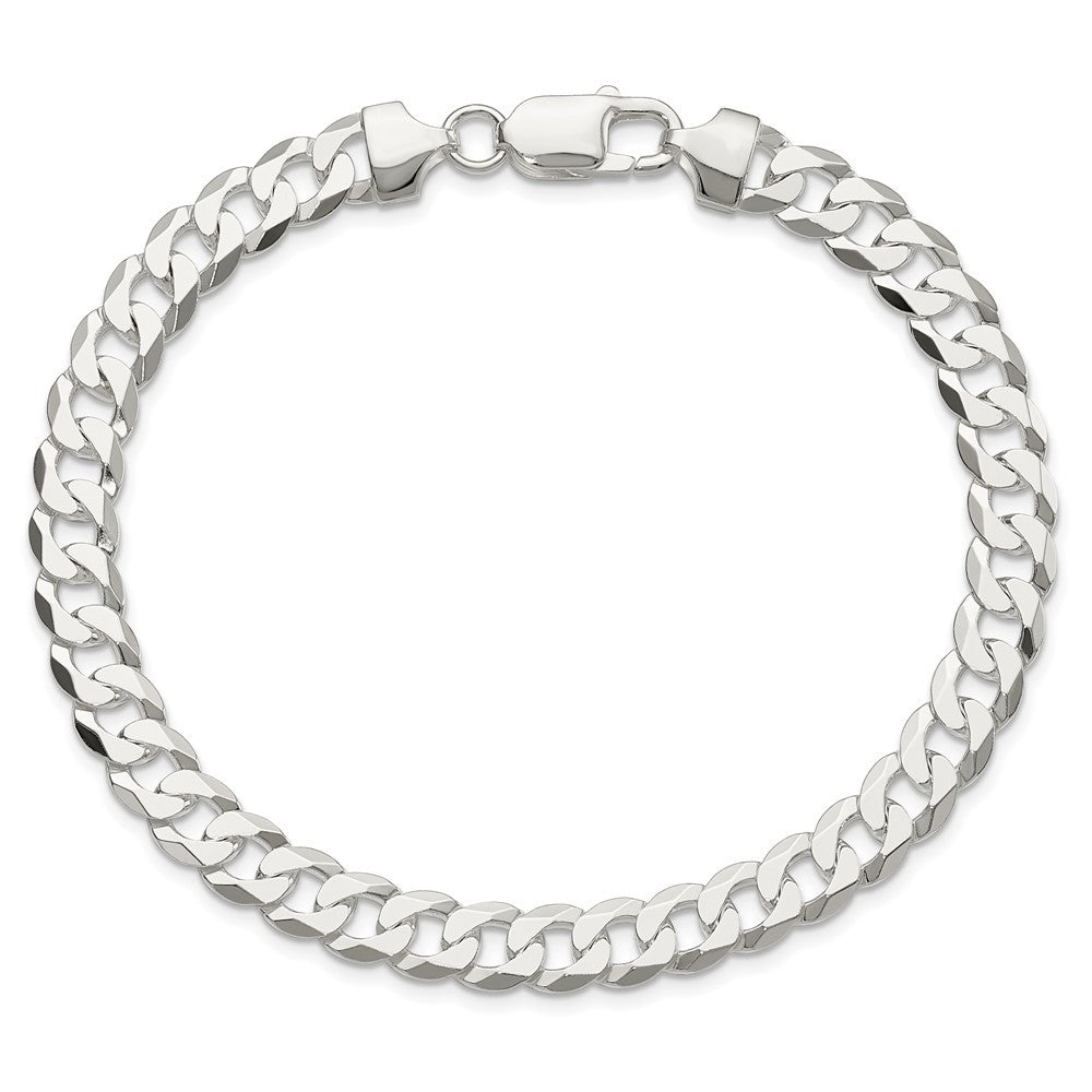 Sterling Silver 7.5mm Flat Curb Chain Bracelet