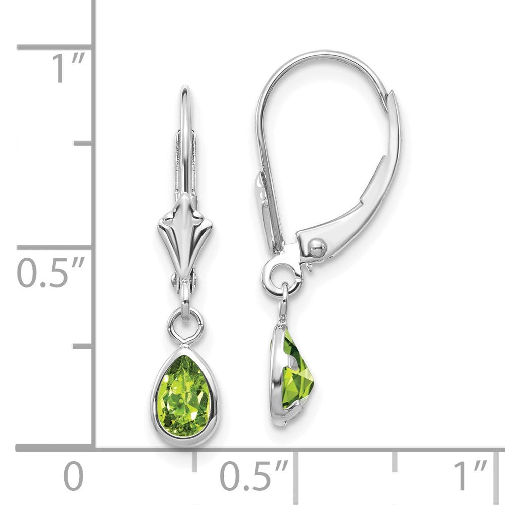 14k White Gold 6x4mm Peridot Stud Earrings