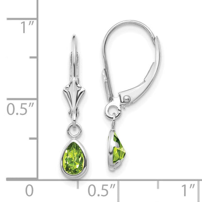 14k White Gold 6x4mm Peridot Stud Earrings