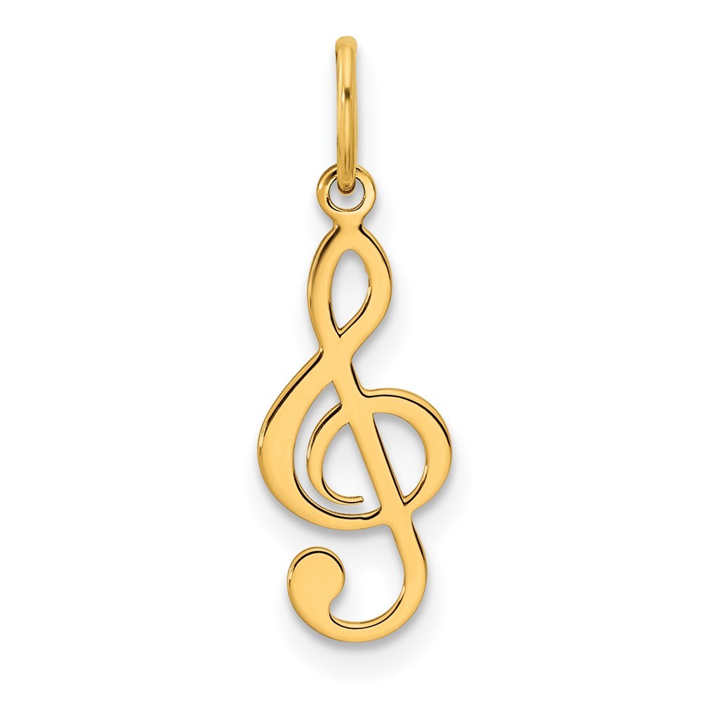 14k Yellow Gold Polished Treble Clef Pendant