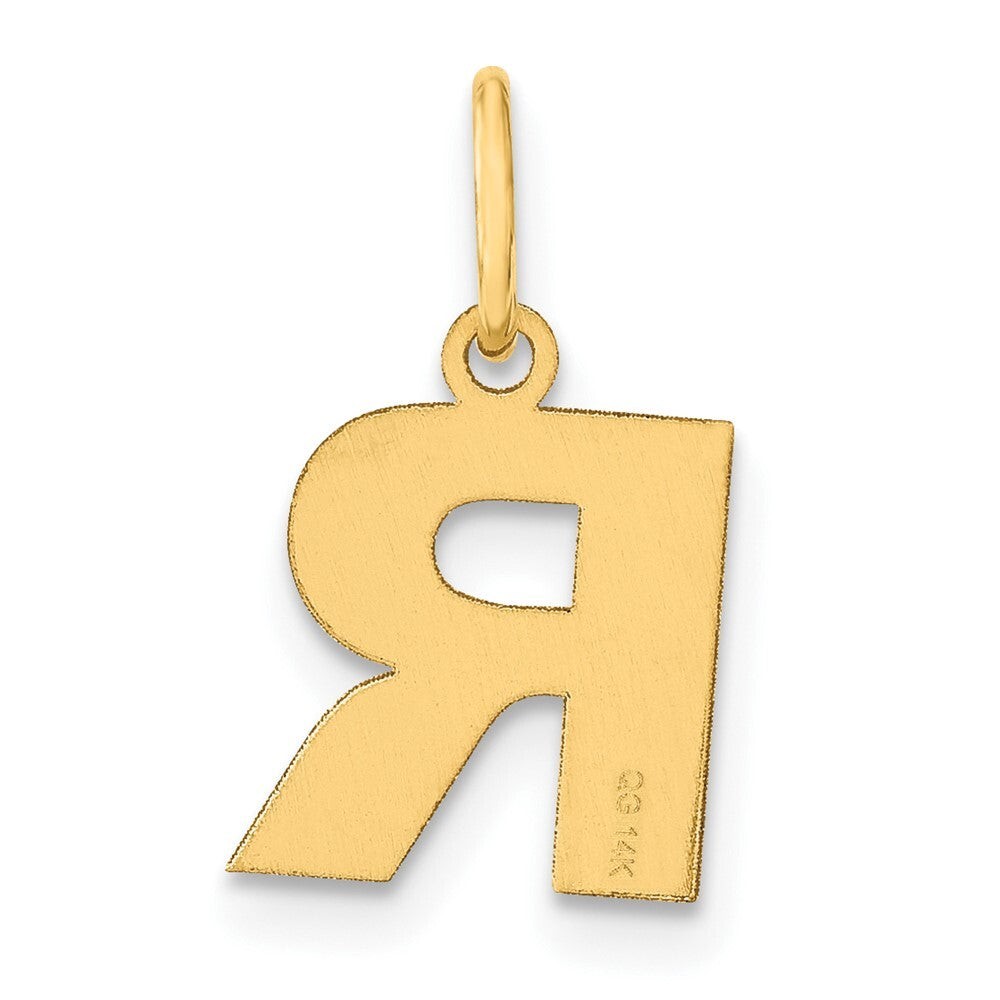 14k Yellow Gold Letter R Initial Pendant for Women