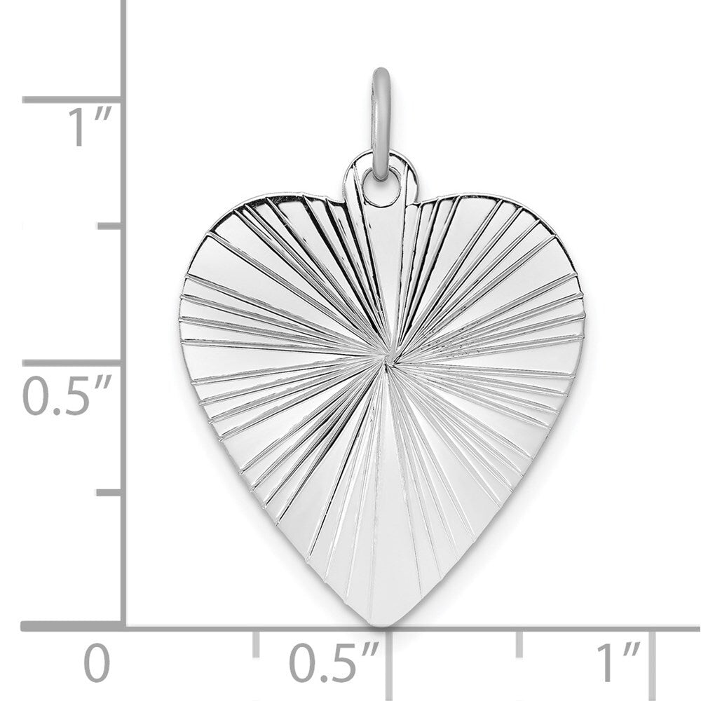 Sterling Silver Engraveable Heart Polished Front/Satin Back Disc Charm