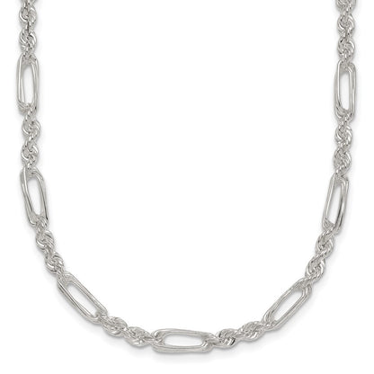 Sterling Silver Polished 4.0mm Figaro Rope 18 Inch Necklace
