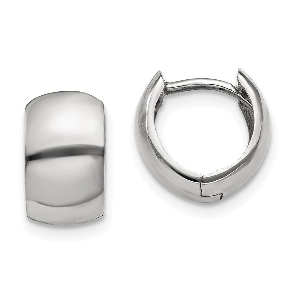 14k White Gold Round Hinged Hoop Earrings Gift for Women
