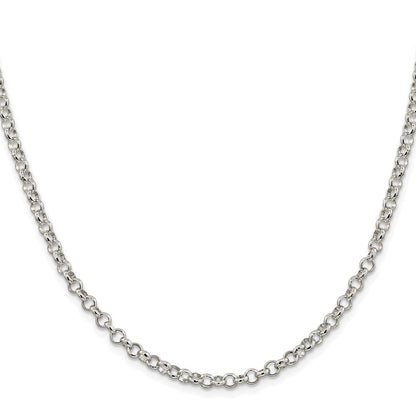 Sterling Silver Rhodium-plated 4mm Rolo Chain Necklace
