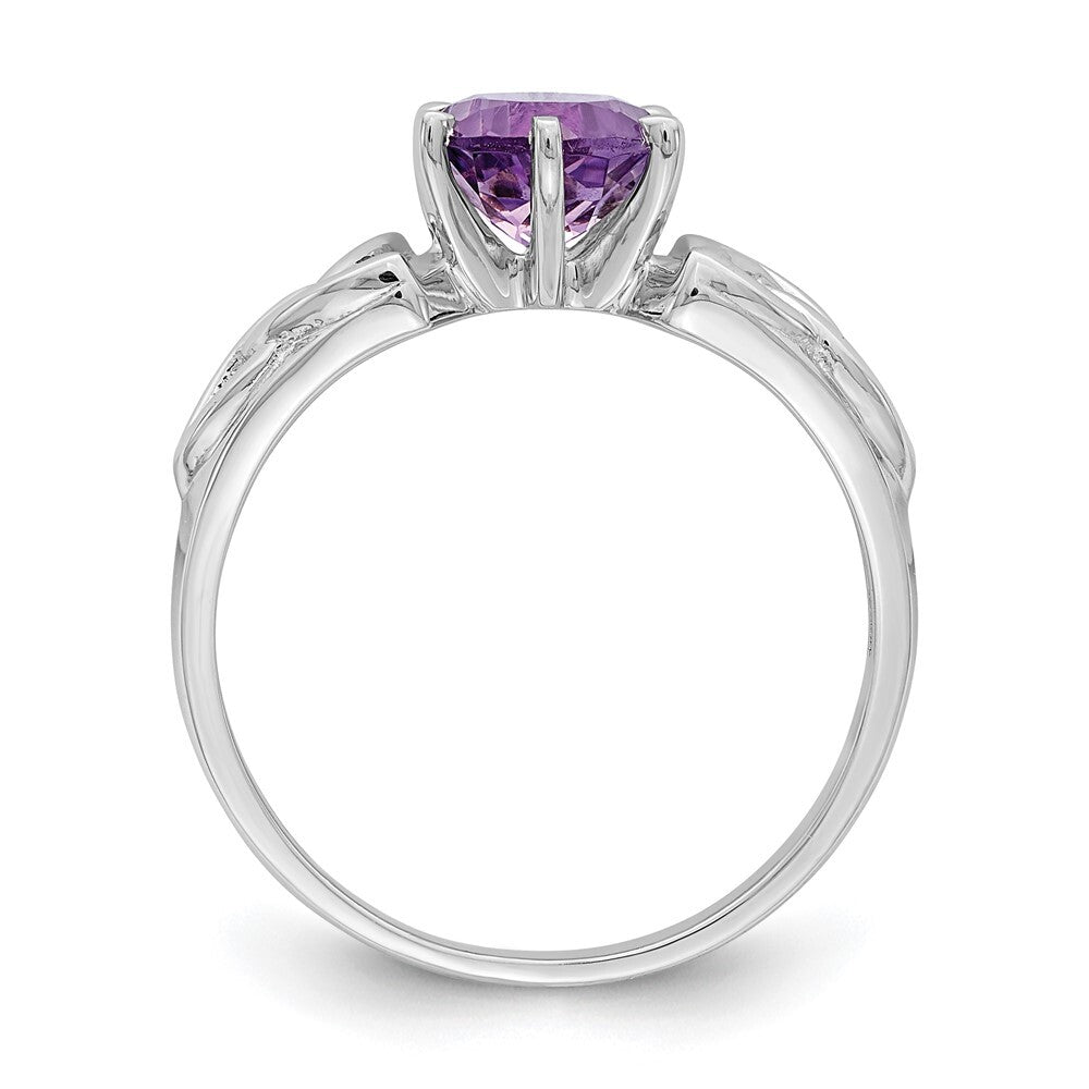 Sterling Silver Rhodium-plated Amethyst Celtic Trinity Ring Size 6