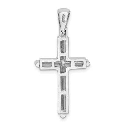 14k White Gold Polished Cross Charm Pendant