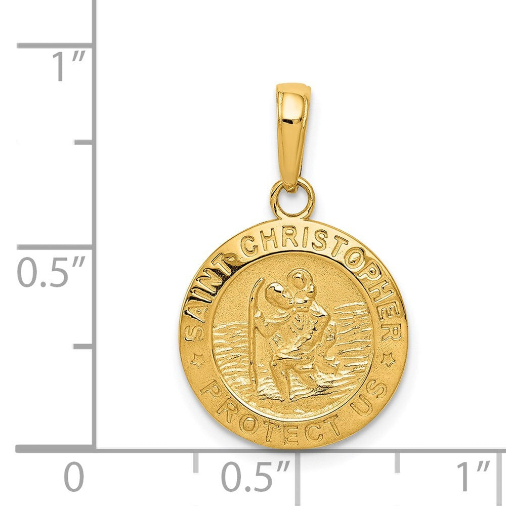 14k Yellow Gold Saint Christopher Medal Charm Pendant for Women