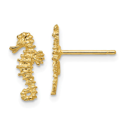 14k Yellow Gold Mini Left and Right Seahorse Earrings