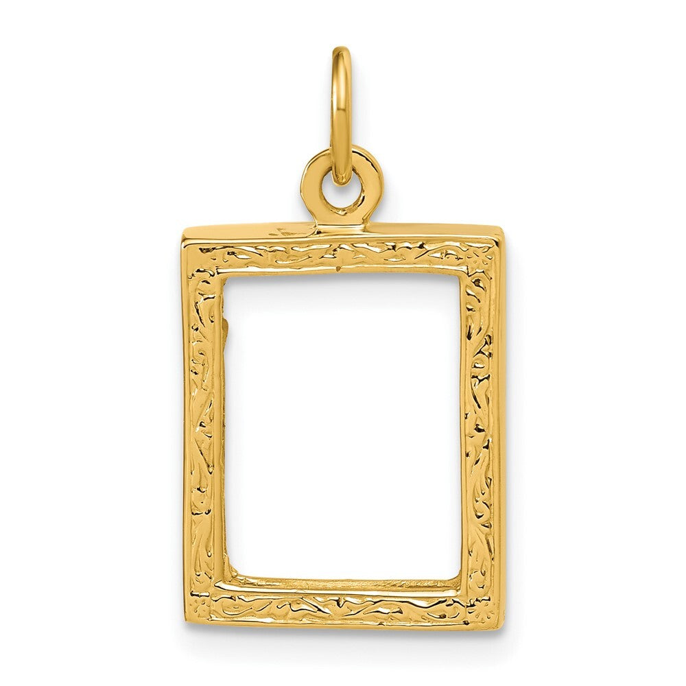 14k Yellow Gold Small Picture Frame Pendant for Women