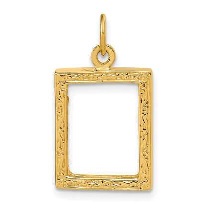 14k Yellow Gold Small Picture Frame Pendant for Women