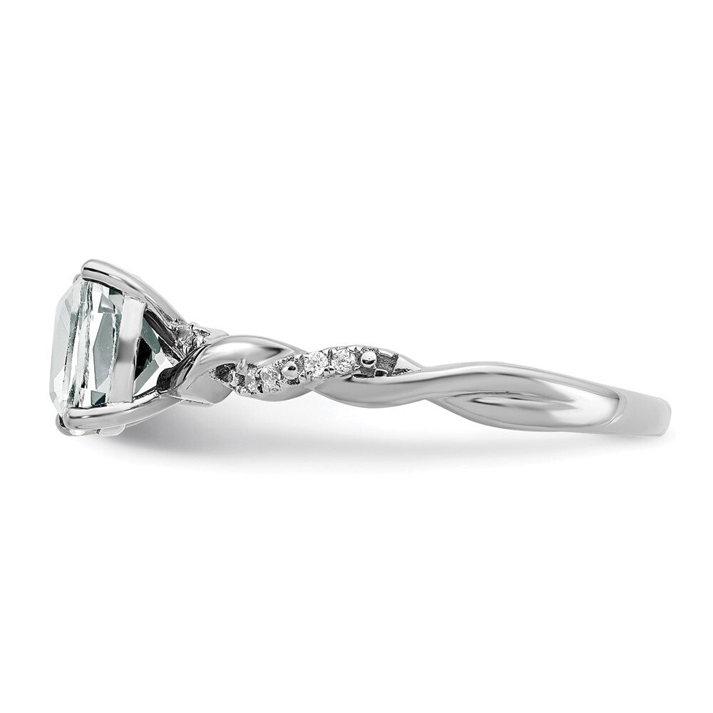 Sterling Silver Rhodium-plated White Topaz and Diamond Ring Size 8