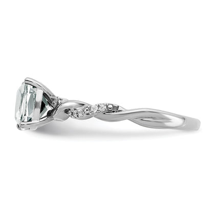 Sterling Silver Rhodium-plated White Topaz and Diamond Ring Size 8