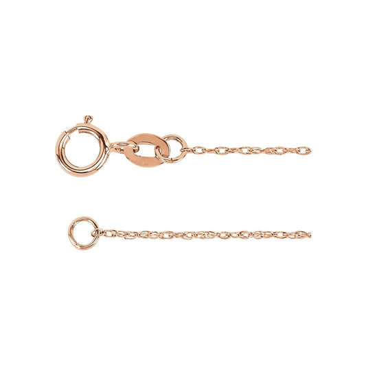 10k Rose Gold 1 mm Rope 18" Chain Necklace Fine Gift for Women