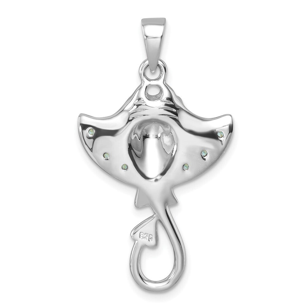 Sterling Silver Rhodium-plated Polished Cubic Zirconia Sting Ray Pendant