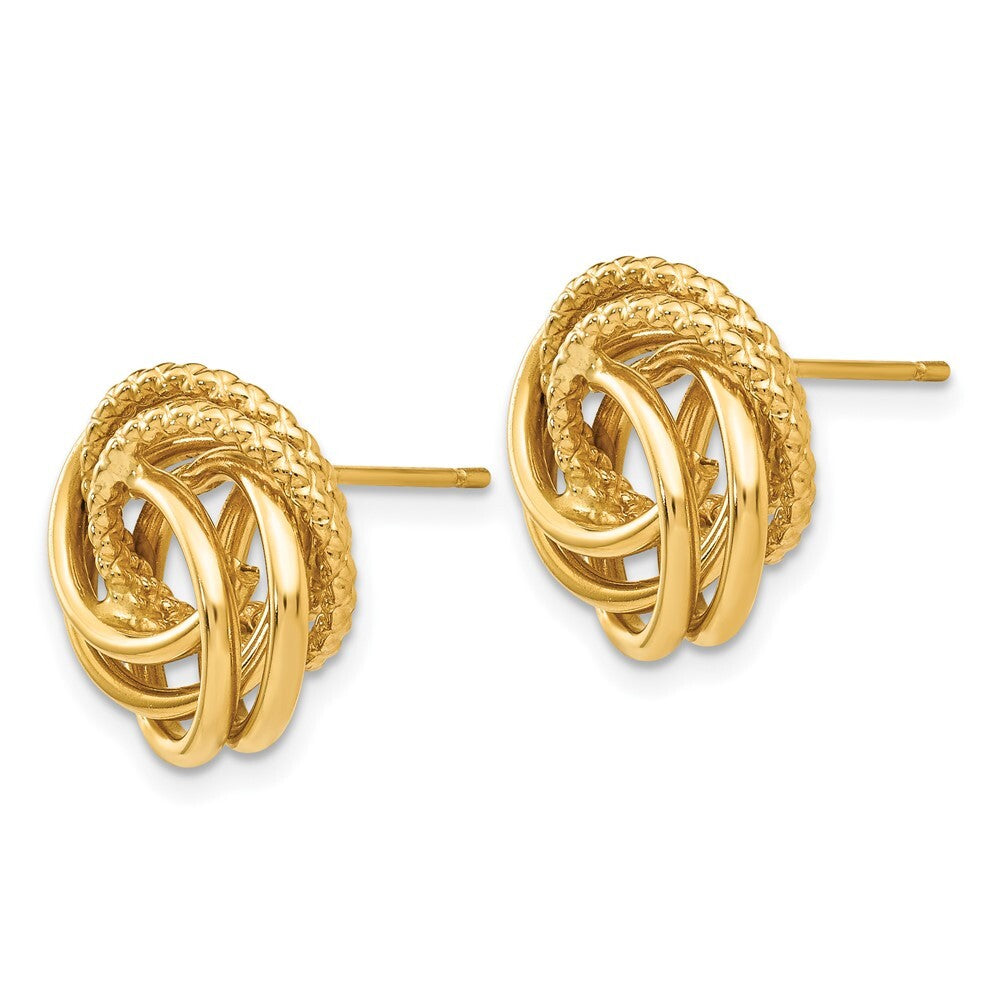 14k Yellow Gold Love Knot Stud Earrings