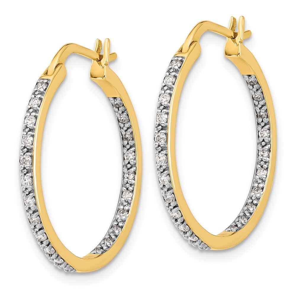 14k Yellow Gold Diamond In/Out Hoop Earrings