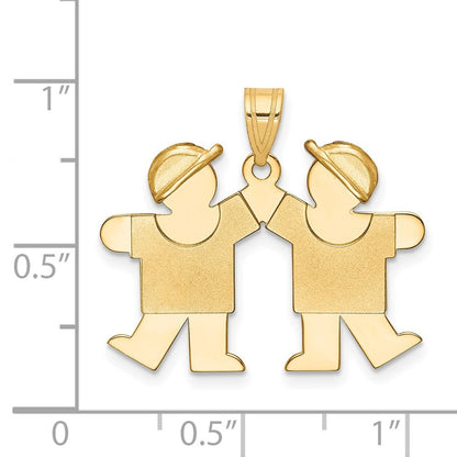 14k Yellow Gold Solid Double Boys Engravable Charm