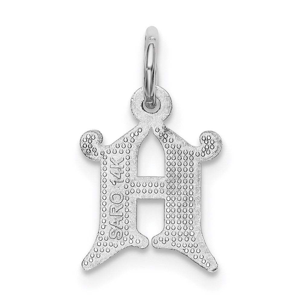 14k White Gold Diamond-cut Letter H Initial Charm Pendant