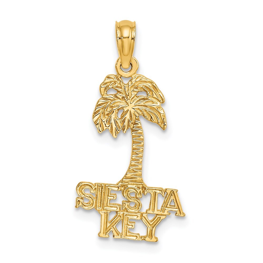 14k Yellow Gold SIESTA KEY Palm Tree Charm Pendant for Women