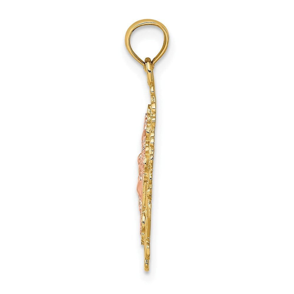 14k Two-tone Gold Two Tone  Lace Trim Crucifix Charm Pendant for Women
