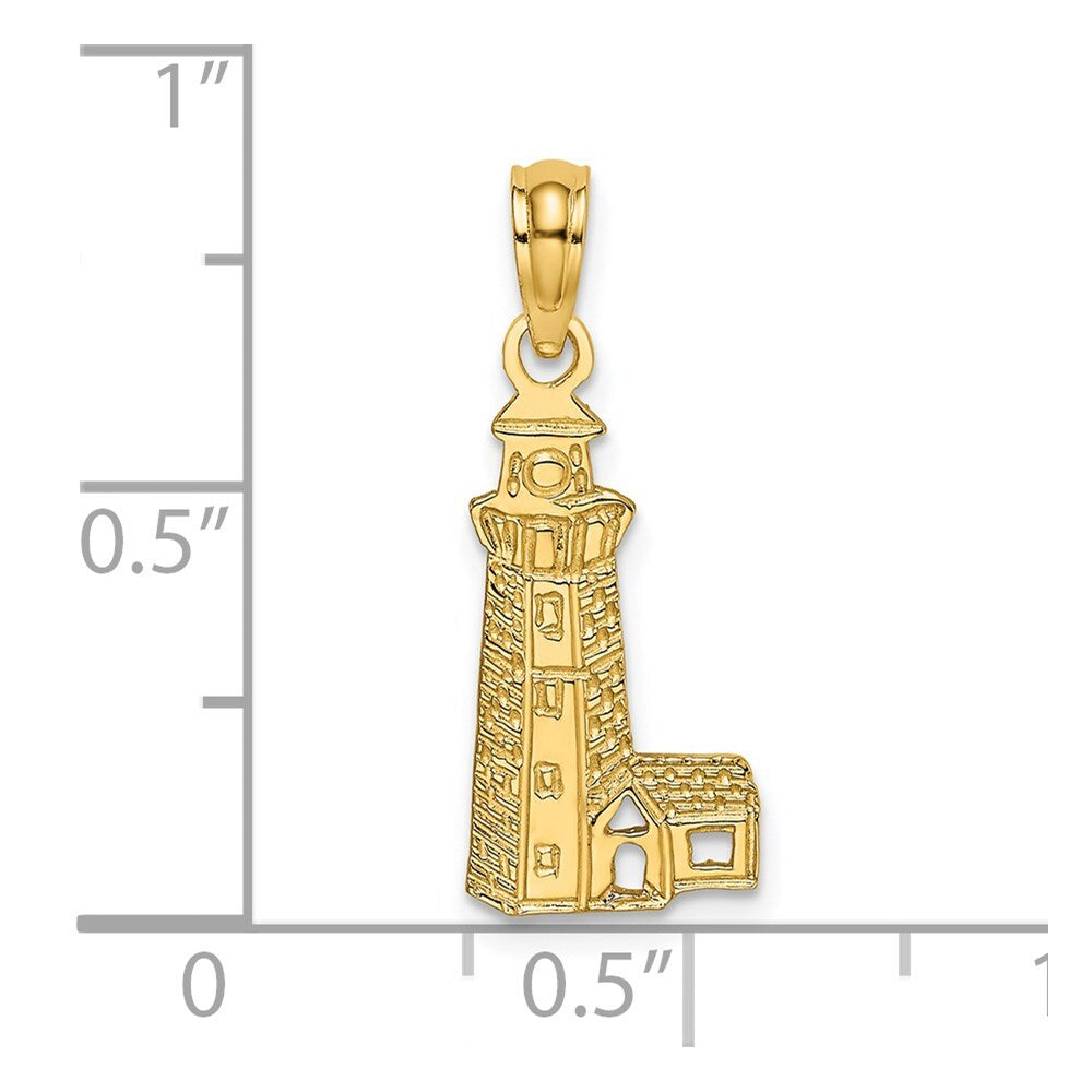 14k Yellow Gold Lighthouse Charm Pendant for Women