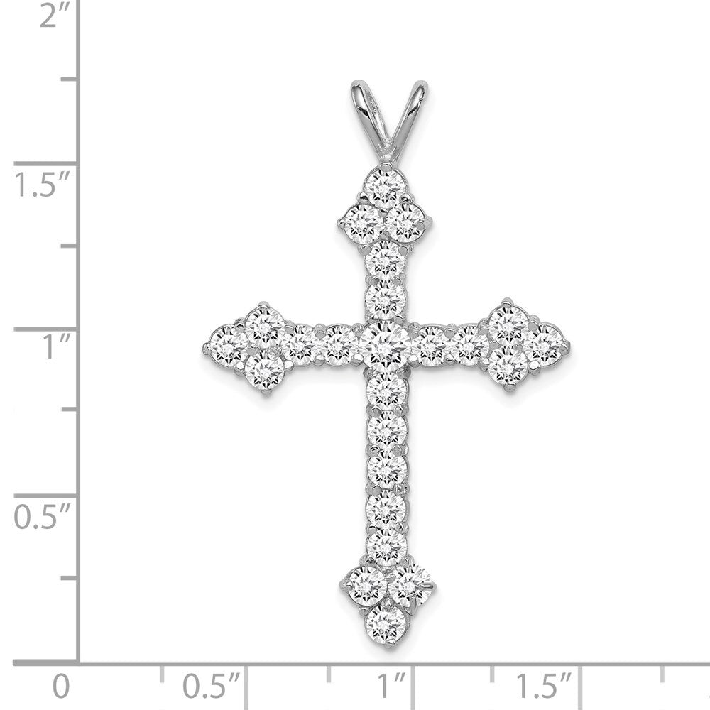 Sterling Silver Rhodium-plated Cubic Zirconia Cross Pendant